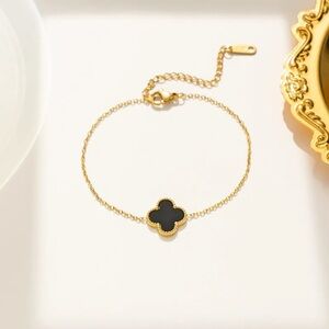 3 FOR $15 Single Four Leaf Gold and Black Clover Bracelet.Stainless Steel